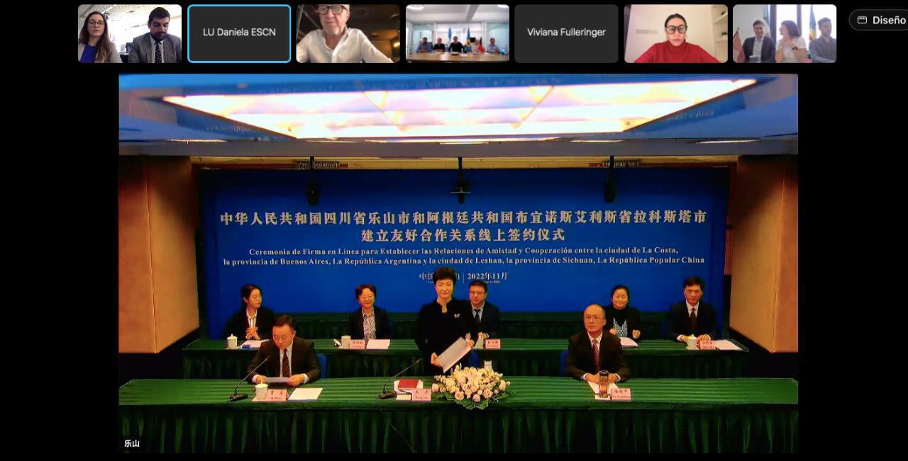 El Partido de La Costa y la ciudad china de Leshan firmaron un acuerdo de hermanamiento (Foto: Prensa Cancillería)
