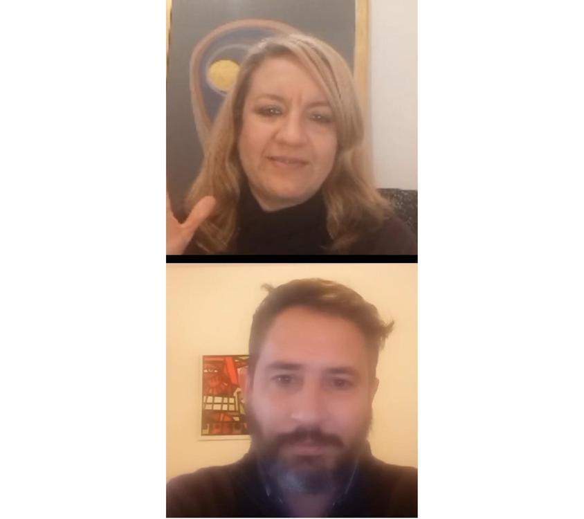 Charla sobre la muestra del traje entre Vicky Saldias e Ignacio Villagran