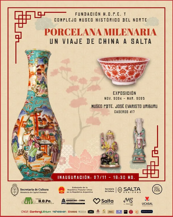 Porcelana Milenaria- Un Viaje de China a Salta   La nueva exposición temporal organizada por la Fundación H.O.P.E. y el Museo Presidente José Evaristo Uriburu te invita a descubrir la riqueza cultural e históric