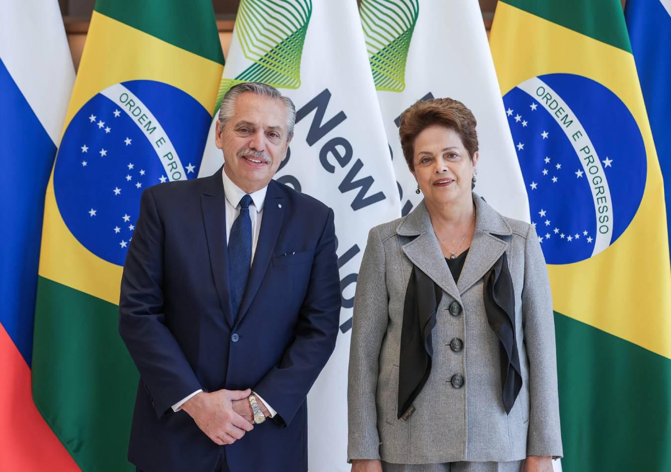 Alberto Fernández se reunió con la presidenta del Nuevo Banco de Desarrollo de los BRICS. (Foto: Casa Rosada)
