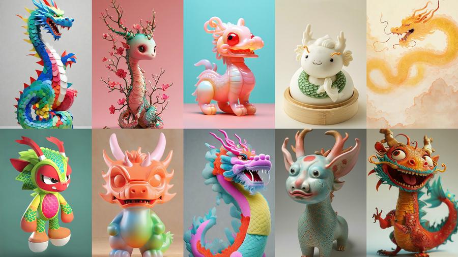 Obras de arte con temática de dragones se exhiben en Shanghai. (Foto: China Daily) Obras de arte con temática de dragones se exhiben en Shanghai. (Foto: China Daily)