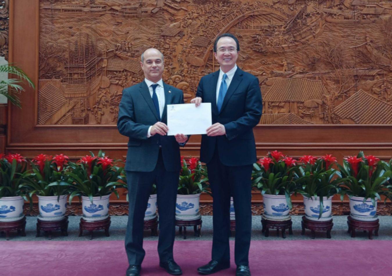 Marcelo Suárez Salvia presentó sus cartas credenciales (Foto: Ministerio de Relaciones Exteriores de China)